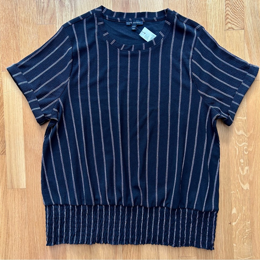 Lane Bryant Black and White Striped Blouse